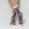 Beige Heart Patterned Quarter Combed Cotton Socks for Women