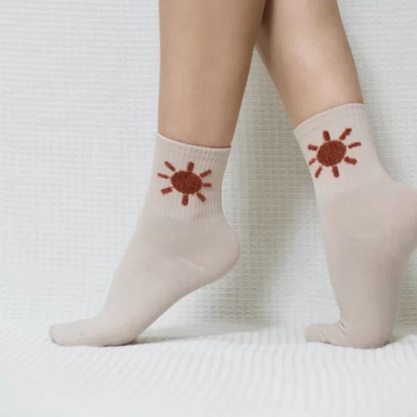 Beige Sun Quarter Combed Cotton Socks for Women