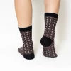 Black Mini Diamond Quarter Combed Cotton Socks for Men