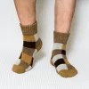 Brown Colored Plaid Quarter Wool Socks for Men