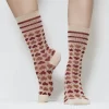 Beige Candy Heart Quarter Combed Cotton Socks for Women