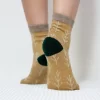 Embroidered Leaf Quarter Wool Socks for Women