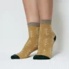 Embroidered Leaf Quarter Wool Socks for Women
