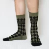 Green Black Diamond Quarter Combed Cotton Socks for Men