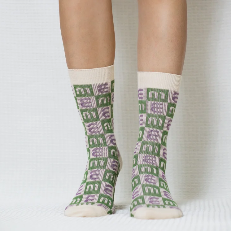 Green M Quarter Combed Cotton Socks for Women