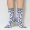 Grey Blue Snowflake Quarter Socks for Women
