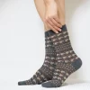 Grey Houndstooth Quarter Combed Cotton Socks for Women