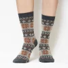 Grey Snowflake Quarter Combed Cotton Socks for Women
