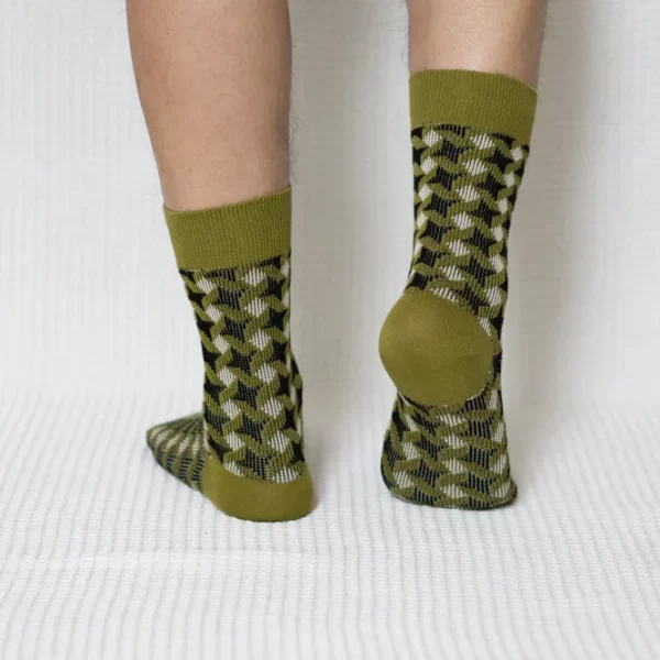 Olive Green Star Quarter Combed Cotton Socks for Men