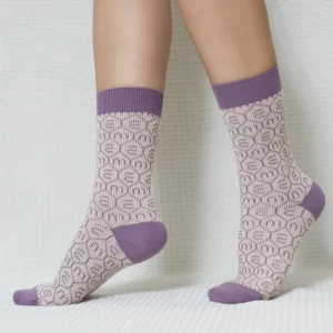 Purple M Quarter Combed Cotton Socks for Women