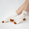 White Embroidered Flower Quarter Combed Cotton Socks for Women