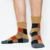 Yellow Colored Plaid Quarter Wool Socks for Men