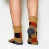 Yellow Colored Plaid Quarter Wool Socks for Men